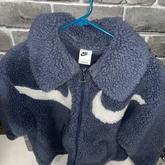 NIKE Swoosh Sherpa Jacket Thunder Blue/White Women’s Size Small DD5620-437 - Picture 3 of 5